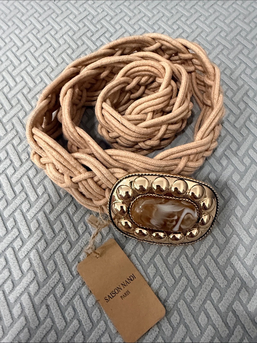Saison Nandi Braided Taupe
Corded Belt with Gold Marble
Colored Accent Buckle